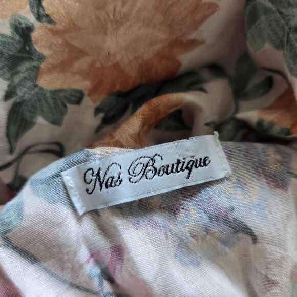 Nas Boutique Floral Mini Slip Dress Gold Satin Trim-S Y2K Cottagecore Coquette - Picture 5 of 8